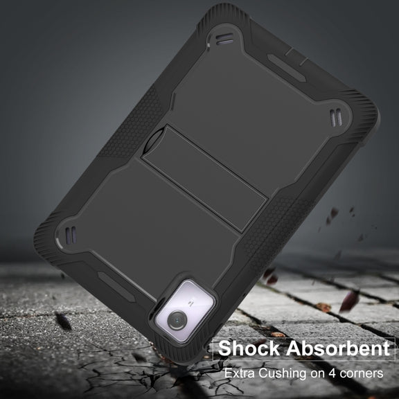 For Lenovo Tab M11 / Xiaoxin Pad 11 2024 Shockproof Silicone Hybrid PC Tablet Case with Holder(Black)