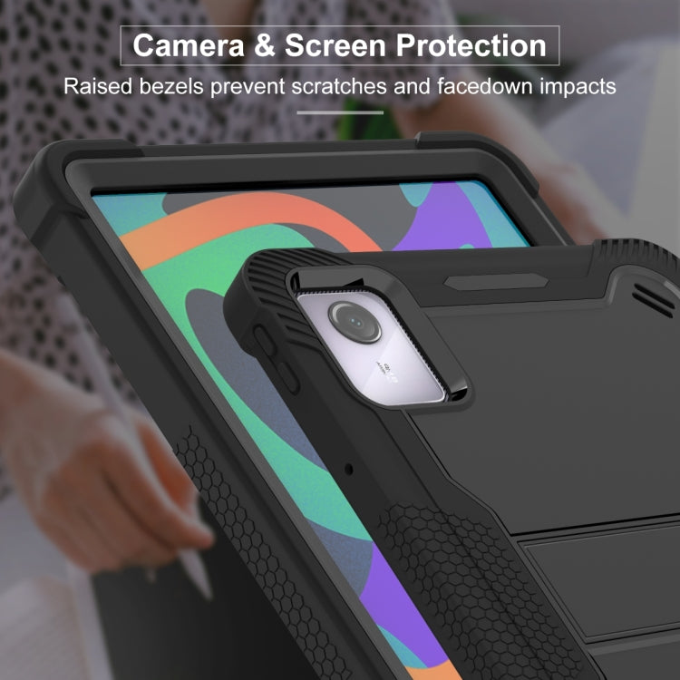 For Lenovo Tab M11 / Xiaoxin Pad 11 2024 Shockproof Silicone Hybrid PC Tablet Case with Holder(Black)