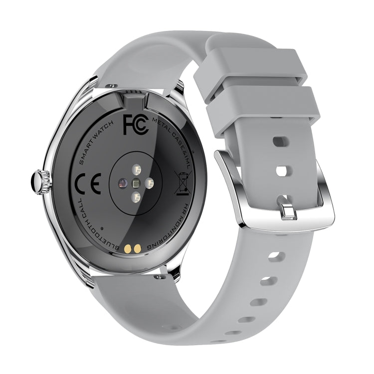 MT55 1.43 inch AMOLED HD Screen Ultra-thin Smart Call Health Watch, Silicone Strap(Silver Grey)