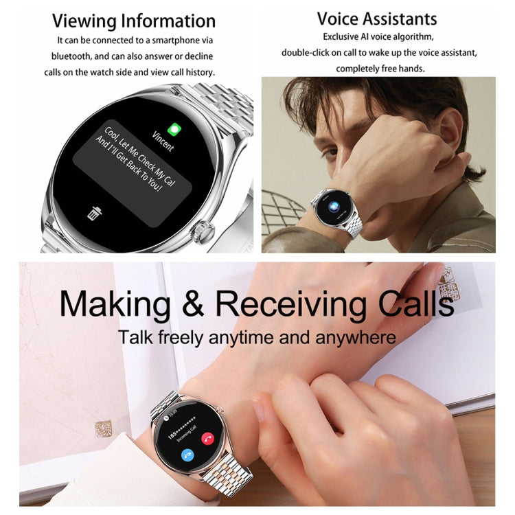 MT55 1.43 inch AMOLED HD Screen Ultra-thin Smart Call Health Watch, Silicone Strap(Silver Grey)