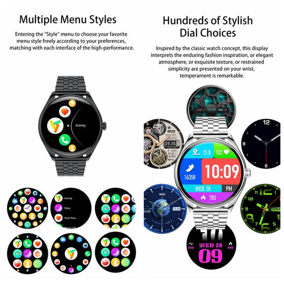 MT55 1.43 inch AMOLED HD Screen Ultra-thin Smart Call Health Watch, Silicone Strap(Black)