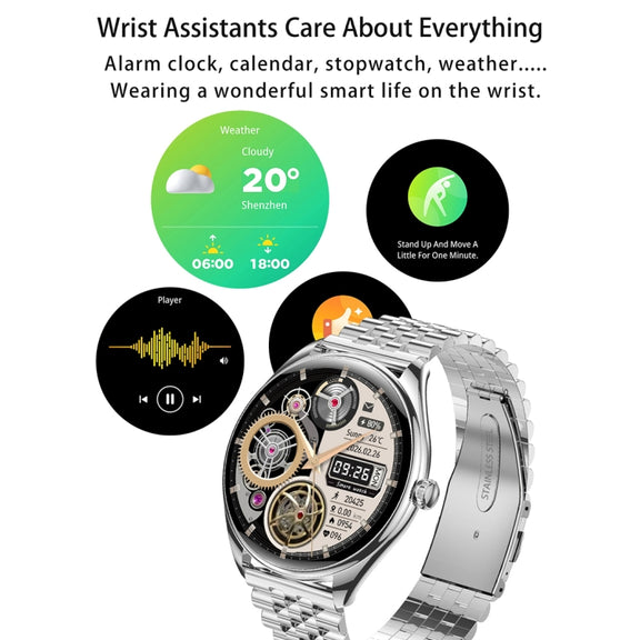 MT55 1.43 inch AMOLED HD Screen Ultra-thin Smart Call Health Watch, Silicone Strap(Black)