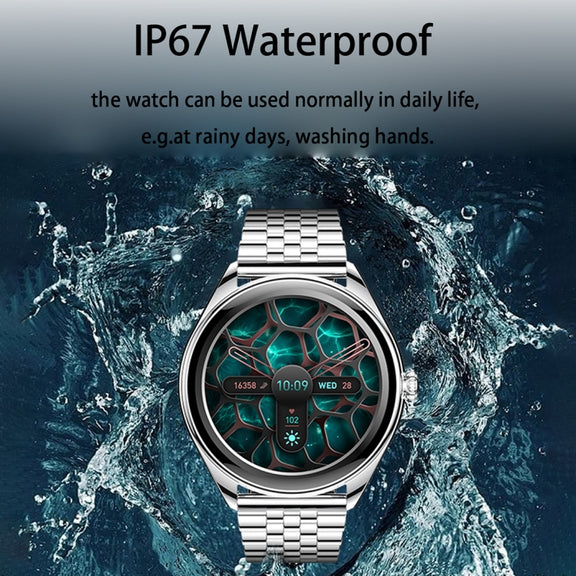 MT55 1.43 inch AMOLED HD Screen Ultra-thin Smart Call Health Watch, Leather Strap(Silver Brown)