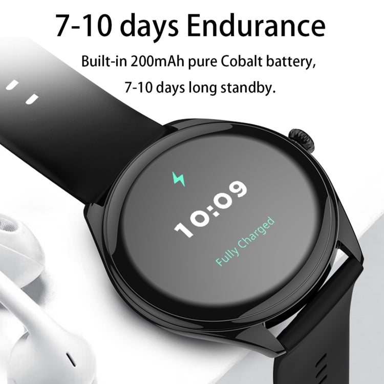 MT55 1.43 inch AMOLED HD Screen Ultra-thin Smart Call Health Watch, Leather Strap(Black Brown)