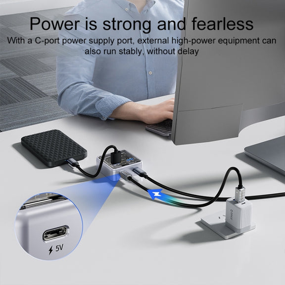 ORICO XHJ4C-G2 4-Port Compact Zinc Alloy USB Type-C 3.0 HUB Expand Converter(Silver)