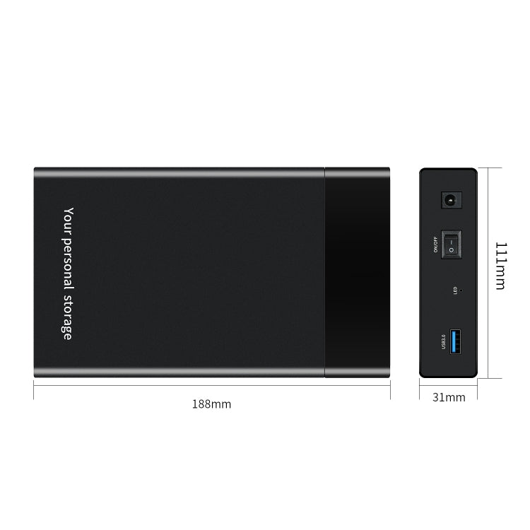 HDD 2.5 / 3.5 inch USB3.0 External Hard Drive Enclosure Case for Laptop Computer(UK Plug)