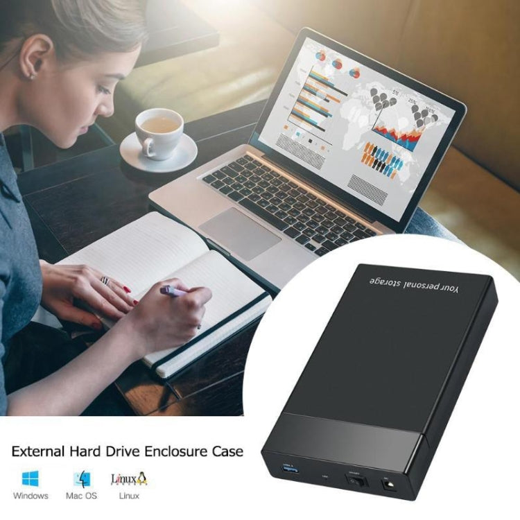 HDD 2.5 / 3.5 inch USB3.0 External Hard Drive Enclosure Case for Laptop Computer(EU Plug)