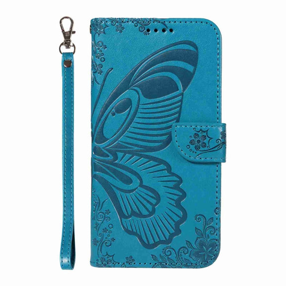 For Sony Xperia 10 VI 2024 Swallowtail Butterfly Embossed Leather Phone Case(Blue)