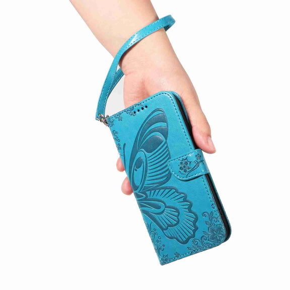 For Sony Xperia 10 VI 2024 Swallowtail Butterfly Embossed Leather Phone Case(Blue)