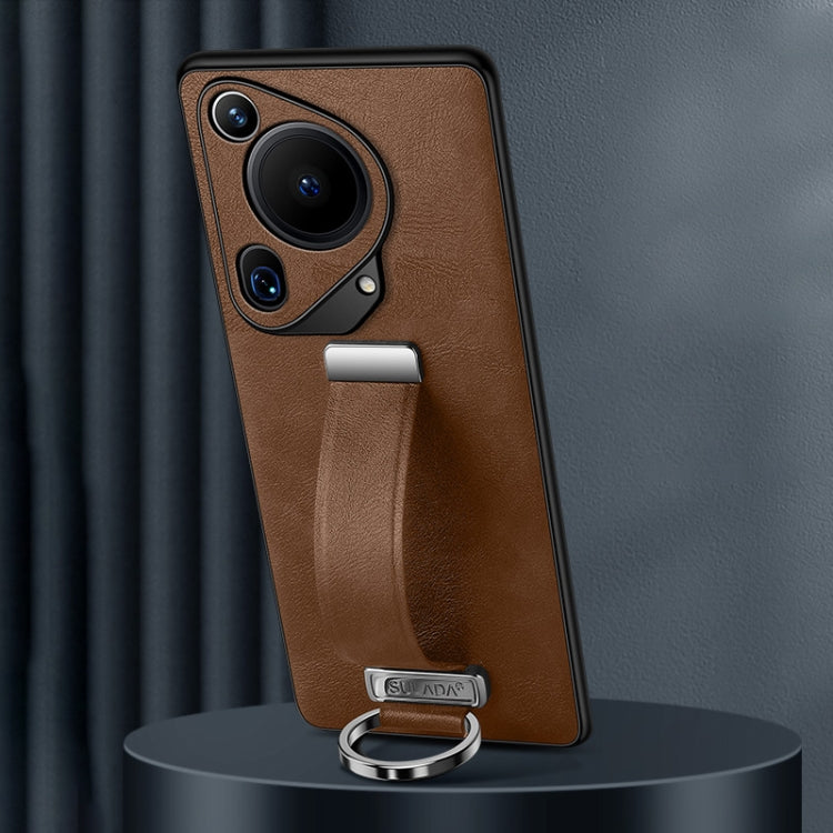 For Huawei Pura 70 Ultra SULADA PC Hybrid Leather Texture Skin Feel Shockproof Phone Case(Brown)
