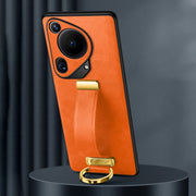 For Huawei Pura 70 Ultra SULADA PC Hybrid Leather Texture Skin Feel Shockproof Phone Case(Orange)