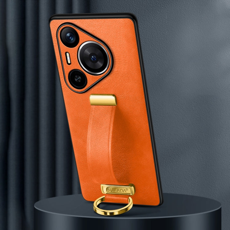 For Huawei Pura 70 SULADA PC Hybrid Leather Texture Skin Feel Shockproof Phone Case(Orange)