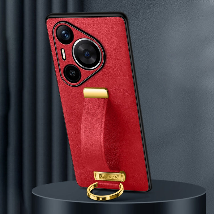 For Huawei Pura 70 SULADA PC Hybrid Leather Texture Skin Feel Shockproof Phone Case(Red)