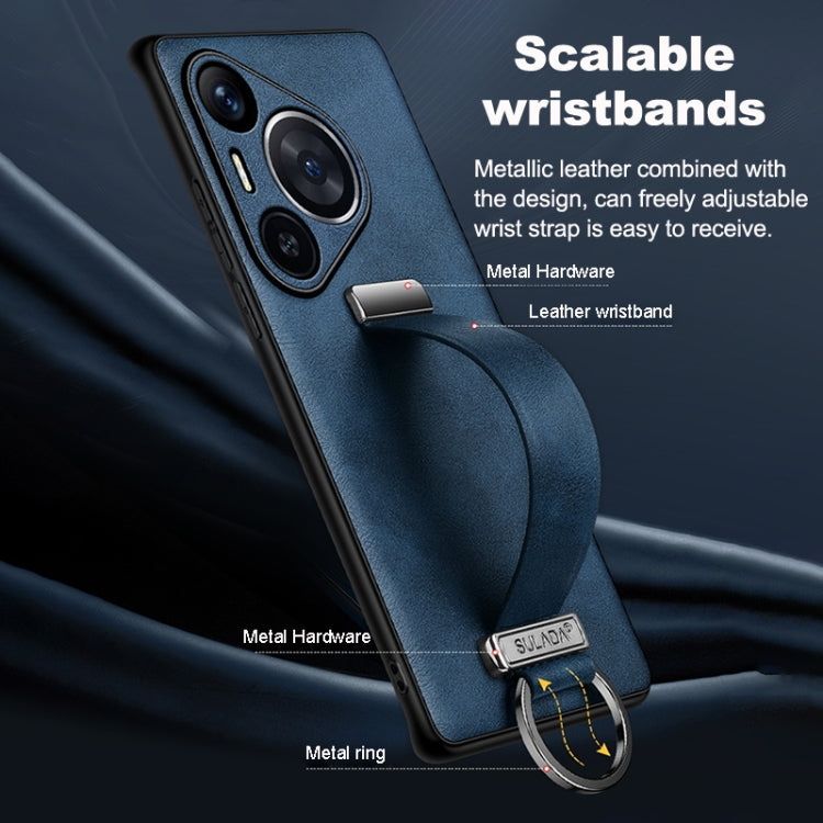 For Huawei Pura 70 SULADA PC Hybrid Leather Texture Skin Feel Shockproof Phone Case(Blue)
