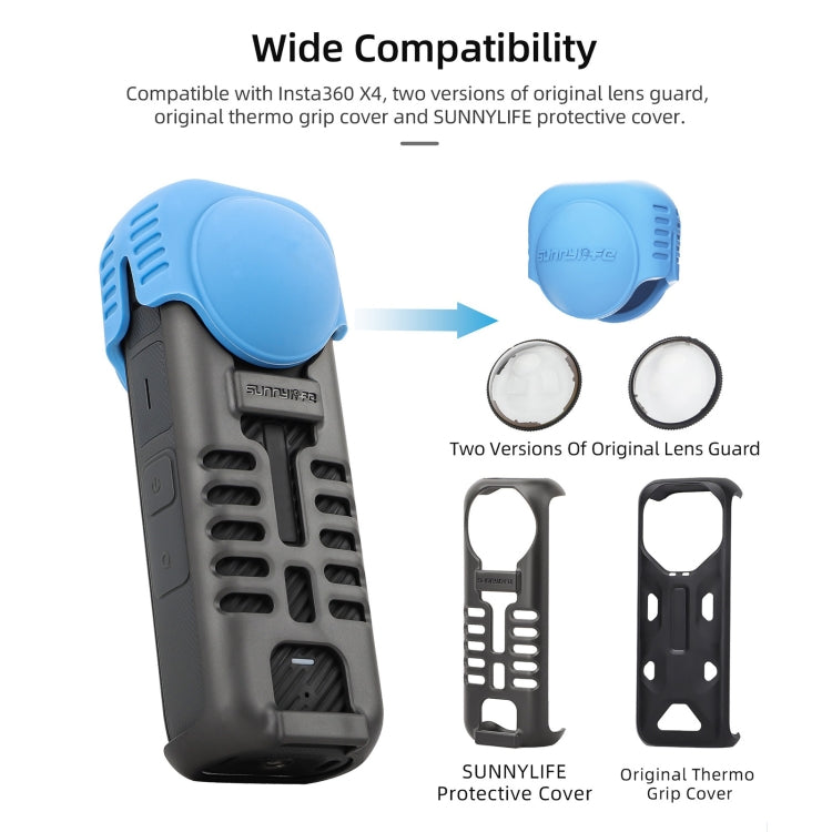 For Insta360 X4 Sunnylife Silicone Shockproof Case Lens Cover(Black)
