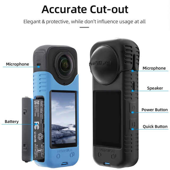 For Insta360 X4 / X5 Sunnylife Silicone Shockproof Case Lens Cover(Blue)