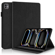 For iPad Pro 13 2024 Tree Life Series Embossed Smart Leather Tablet Case(Black)