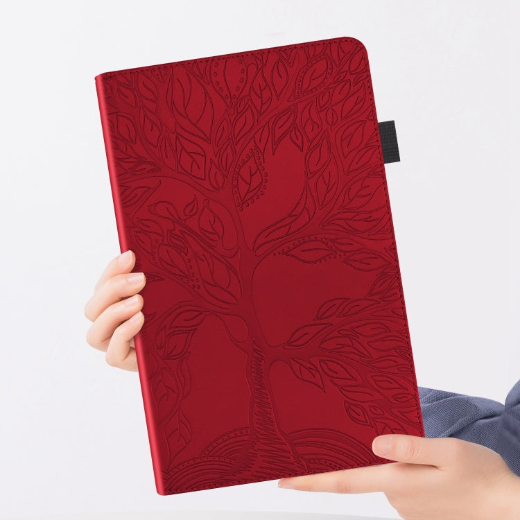 For iPad Pro 13 2024 Tree Life Series Embossed Smart Leather Tablet Case(Red)