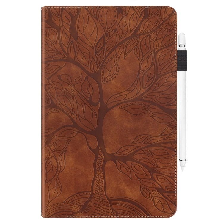 For iPad Pro 13 2024 Tree Life Series Embossed Smart Leather Tablet Case(Brown)