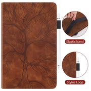 For iPad Pro 13 2024 Tree Life Series Embossed Smart Leather Tablet Case(Brown)