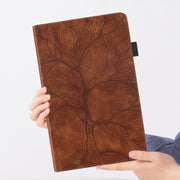 For iPad Pro 13 2024 Tree Life Series Embossed Smart Leather Tablet Case(Brown)