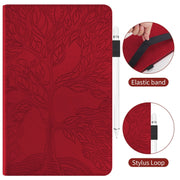 For iPad Pro 11 2024 Tree Life Series Embossed Smart Leather Tablet Case(Red)