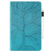 For iPad Pro 11 2024 Tree Life Series Embossed Smart Leather Tablet Case(Lake Blue)