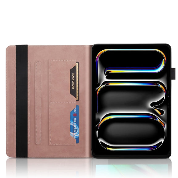 For iPad Pro 11 2024 Tree Life Series Embossed Smart Leather Tablet Case(Rose Gold)