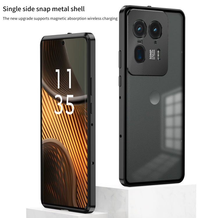 For Motorola Moto X40 Snap Buckle Metal Frame Frosted Phone Case(Silver)
