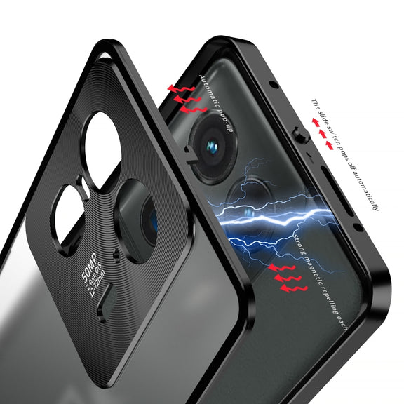 For Motorola Moto X40 Snap Buckle Metal Frame Frosted Phone Case(Silver)