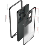 For Motorola Moto X40 Snap Buckle Metal Frame Frosted Phone Case(Blue)