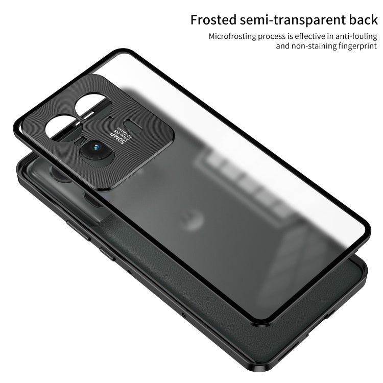 For Motorola Moto X40 Snap Buckle Metal Frame Frosted Phone Case(Blue)