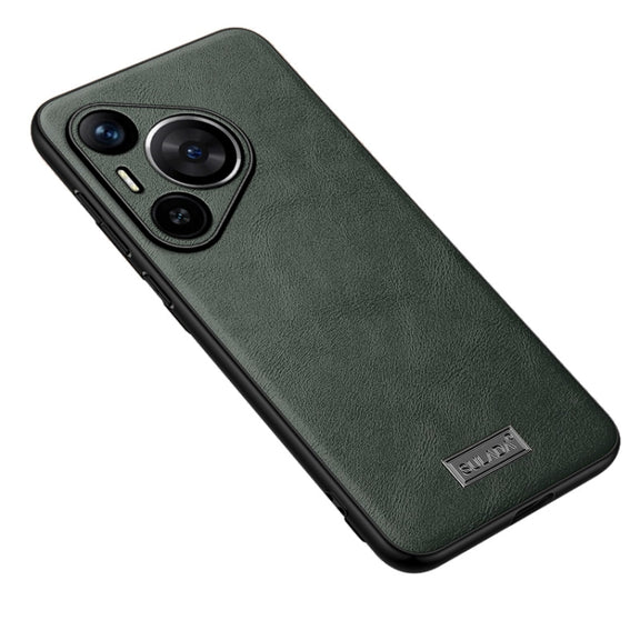 For Huawei Pura 70 Pro / 70 Pro+ SULADA Shockproof TPU Hybrid Handmade Leather Phone Case(Green)