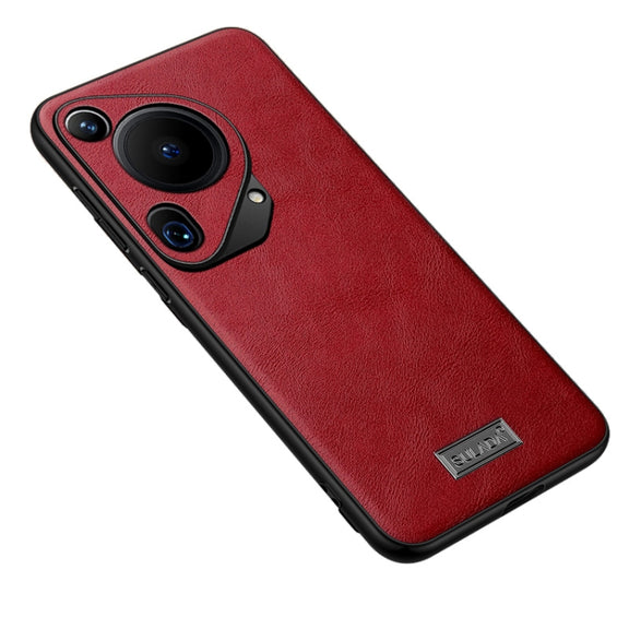 For Huawei Pura 70 Ultra SULADA Shockproof TPU Hybrid Handmade Leather Phone Case(Red)