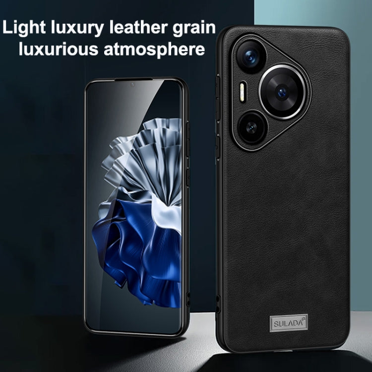 For Huawei Pura 70 SULADA Shockproof TPU Hybrid Handmade Leather Phone Case(Blue)