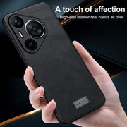 For Huawei Pura 70 SULADA Shockproof TPU Hybrid Handmade Leather Phone Case(Blue)