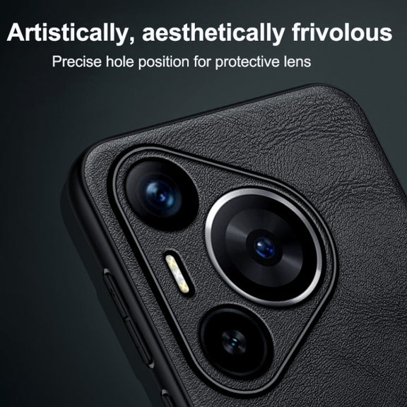 For Huawei Pura 70 SULADA Shockproof TPU Hybrid Handmade Leather Phone Case(Blue)