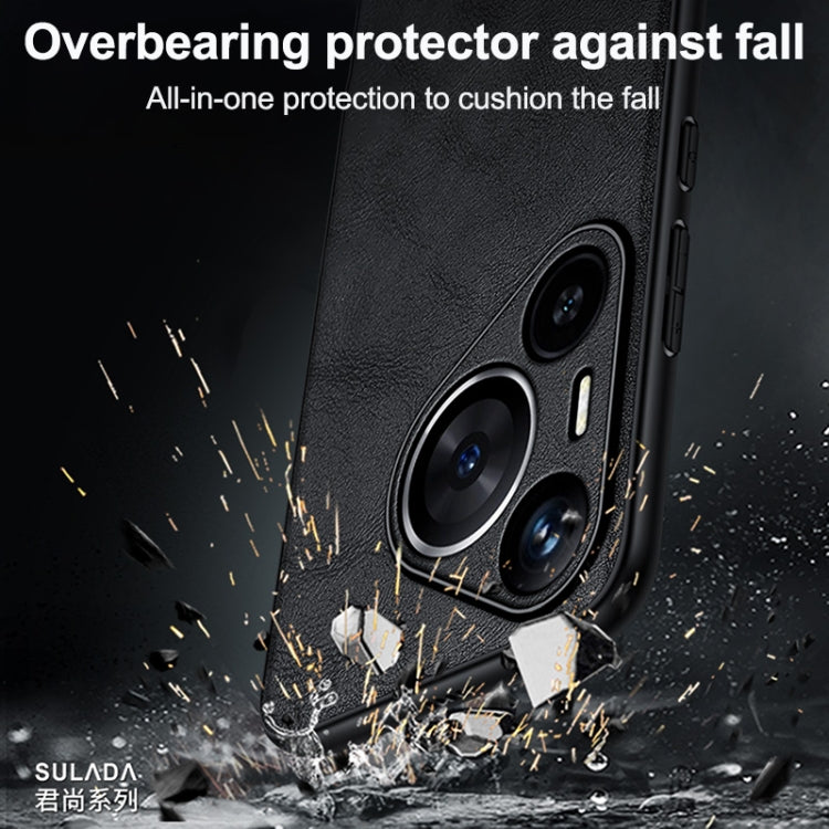 For Huawei Pura 70 SULADA Shockproof TPU Hybrid Handmade Leather Phone Case(Blue)