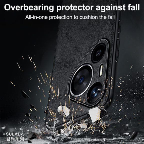 For Huawei Pura 70 SULADA Shockproof TPU Hybrid Handmade Leather Phone Case(Blue)
