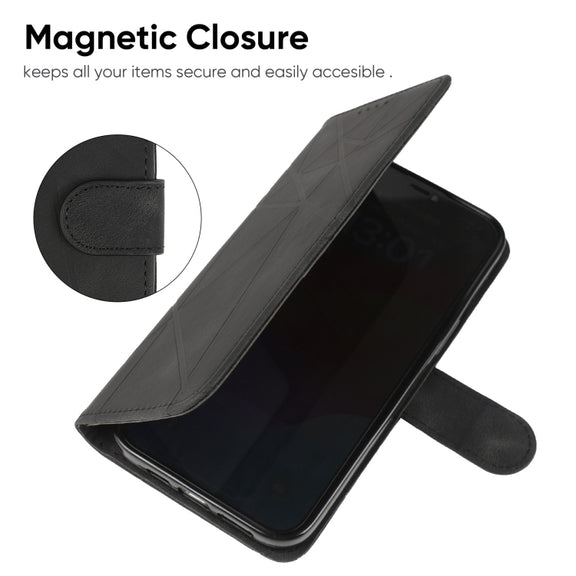 For Samsung Galaxy S24+ / S25+ 5G Skin Feel Geometric Lines Leather Phone Case(Black)