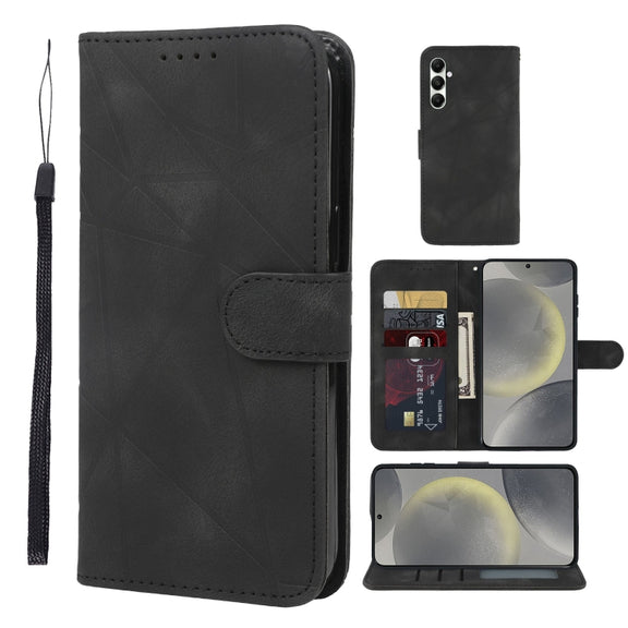 For Samsung Galaxy S24+ / S25+ 5G Skin Feel Geometric Lines Leather Phone Case(Black)