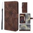 For Samsung Galaxy S24+ / S25+ 5G Skin Feel Geometric Lines Leather Phone Case(Brown) - Galaxy S24+ 5G Cases by PMC Jewellery | Online Shopping South Africa | PMC Jewellery | Buy Now Pay Later Mobicred
