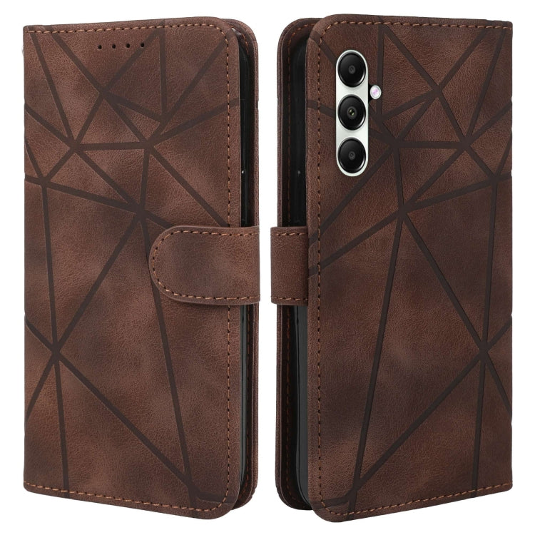 For Samsung Galaxy S24+ / S25+ 5G Skin Feel Geometric Lines Leather Phone Case(Brown)