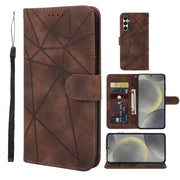 For Samsung Galaxy S24+ / S25+ 5G Skin Feel Geometric Lines Leather Phone Case(Brown)