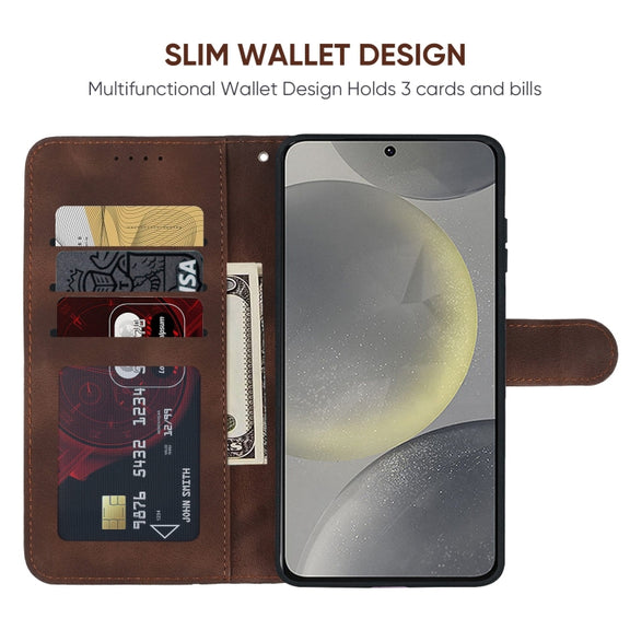 For Samsung Galaxy S24+ / S25+ 5G Skin Feel Geometric Lines Leather Phone Case(Brown)