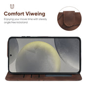 For Samsung Galaxy S24+ / S25+ 5G Skin Feel Geometric Lines Leather Phone Case(Brown)