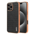 For iPhone 16 Pro AZNS Electroplated Frame Crocodile Texture Full Coverage Phone Case(Black) - iPhone 16 Pro Cases by AZNS | Online Shopping South Africa | PMC TechLife | Buy Now Pay Later Mobicred