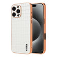For iPhone 16 Pro AZNS Electroplated Frame Crocodile Texture Full Coverage Phone Case(White) - iPhone 16 Pro Cases by AZNS | Online Shopping South Africa | PMC TechLife | Buy Now Pay Later Mobicred