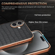 For iPhone 16 Plus AZNS Electroplated Frame Crocodile Texture Full Coverage Phone Case(Green)