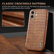 For iPhone 16 Plus AZNS Electroplated Frame Crocodile Texture Full Coverage Phone Case(Blue)